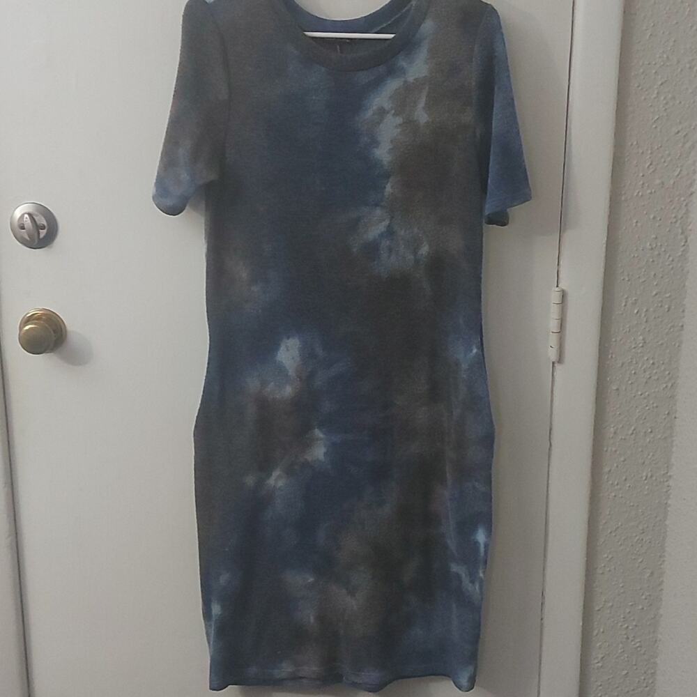 Sweet Claire Tie Dye T-Shirt Shift Dress S Pockets Soft Comfy Boho Casual